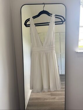 Lucy in the Sky White Deep V Tie-Shoulder Mini Dress